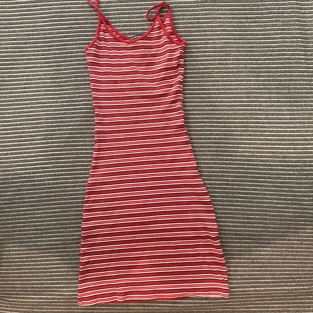 red black and white striped dress